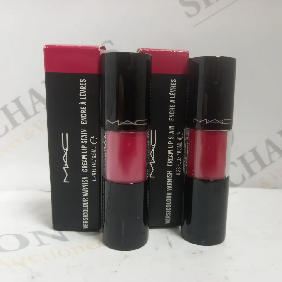 BOX OF 3 MAC COSMETICS VERSICOLOUR VARNISH CREAM LIP STAINS #108 VARNISHLY RED & #103 LIKE CANDY 