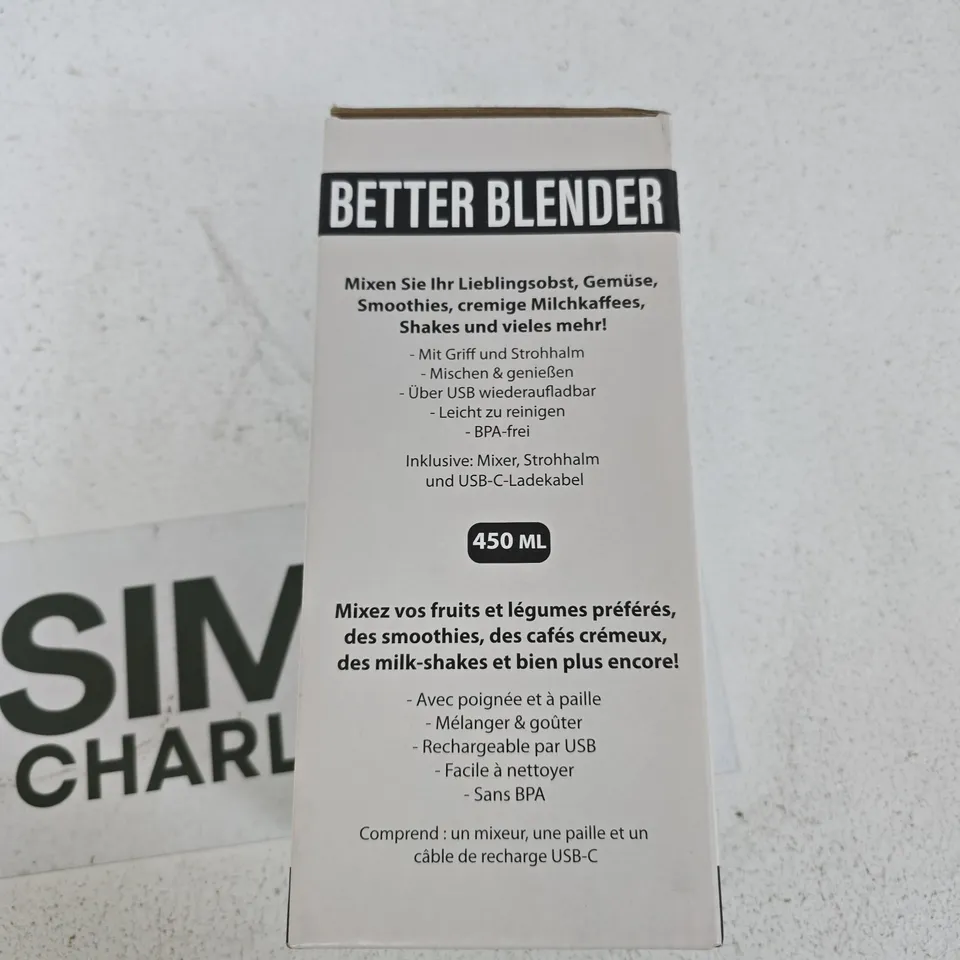 BETTER BLENDER 450 ML USB-C RECHARGEABLE PERSONAL BLENDER – MESA LIVING (BOXED)