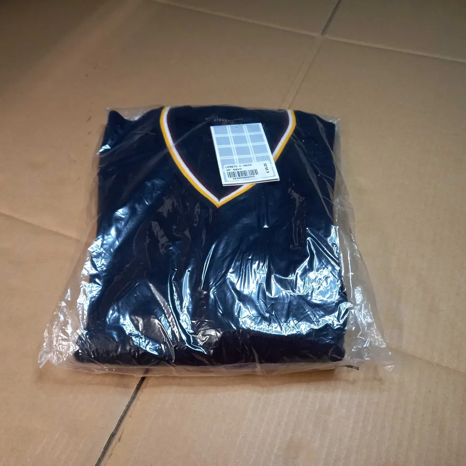 PACKAGED LORETO V NAVY NECK JUMPER - SIZE 38"
