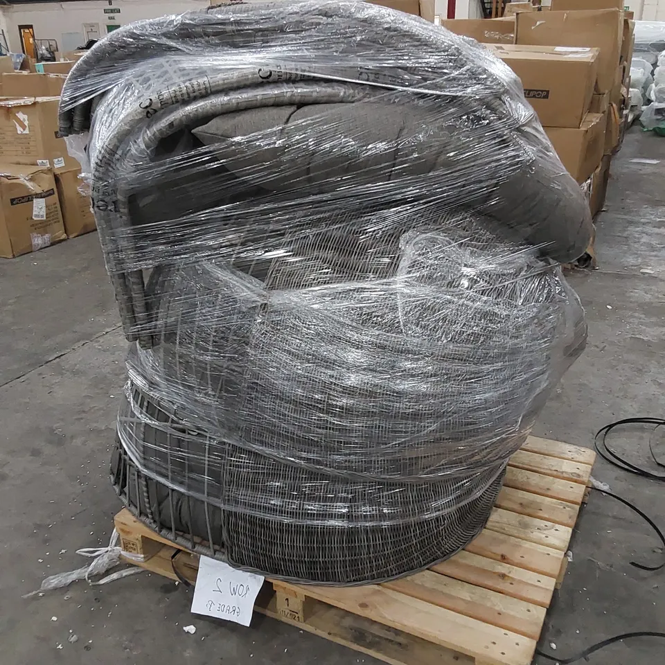 PALLET TO CONTAIN ASSORTED DESIGNER EGG CHAIR PARTS AND CUSHIONS 