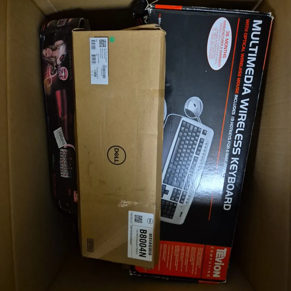 APPROXIMATELY 10 ASSORTED ELECTRICAL PRODUCTS TO INCLUDE WIRELESS KEYBOARD, STRAIGHTENERS, ALARM CLOCK ETC 