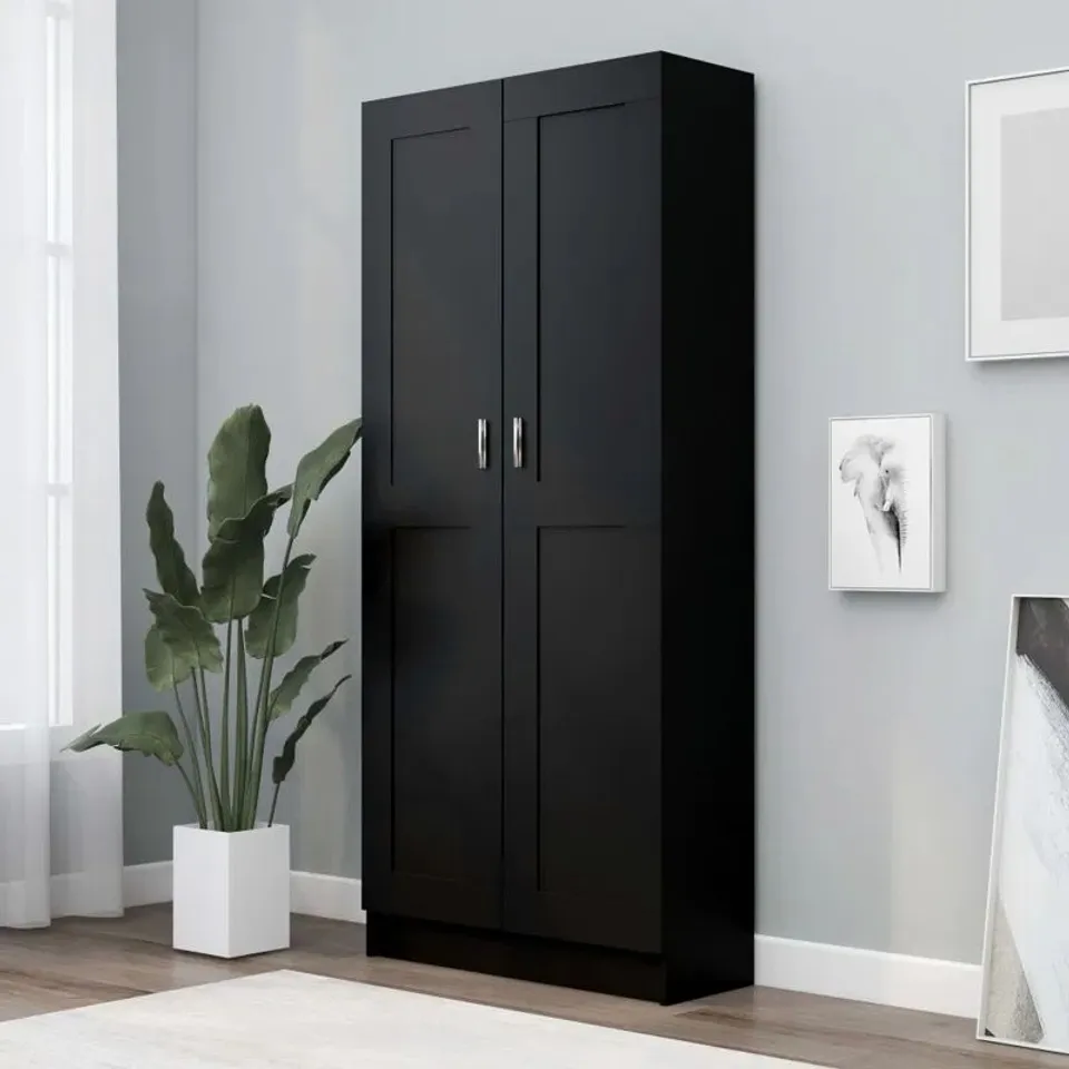 BOXED AVRIE 2 DOOR STORAGE CABINET - GLOSS BLACK (2 BOXES)