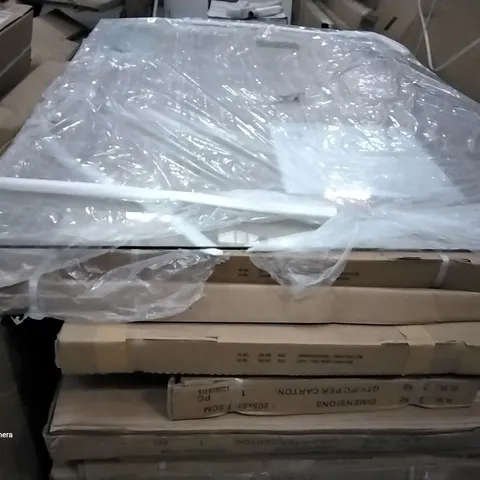 PALLET OF ASSORTED SHOWER PANELS AND A SHOWER GLASS DOOR