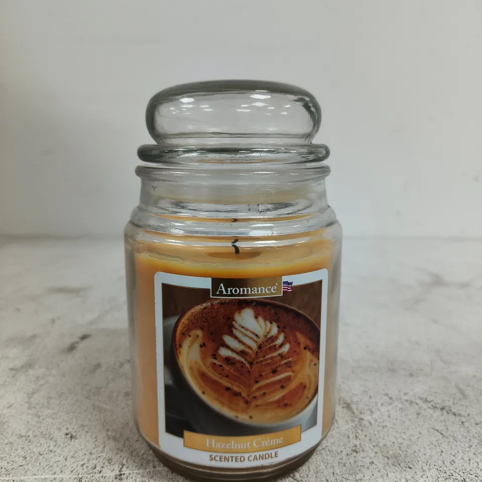 AROMANCE HAZELNUT CREME SCENTED CANDLE – GLASS JAR WITH LID