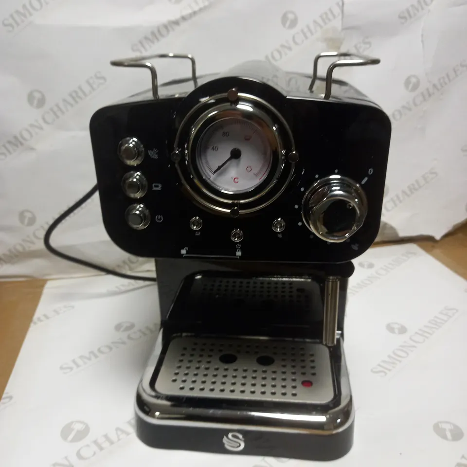 SWAN PUMP ESPRESSO COFFEE MACHINE. BLACK