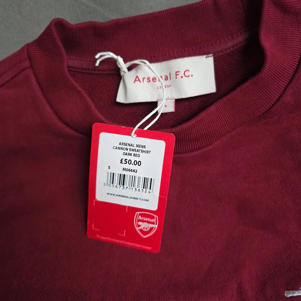 ARSENAL FC MENS CANNON SWEATSHIRT IN DARK RED - SMALL