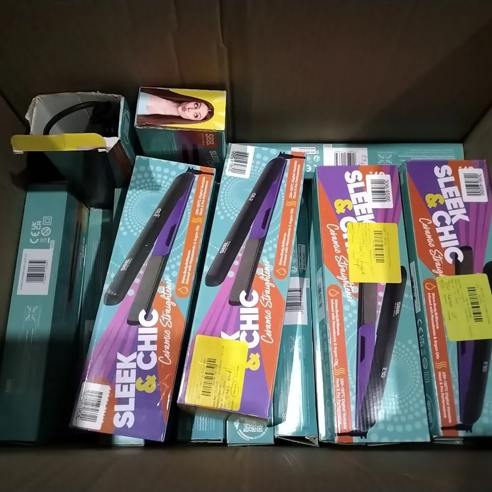 LOT OF APPROXIMATELY 23 BOXED SLEEK & CHIC CERAMIC STRAIGHTENERS 