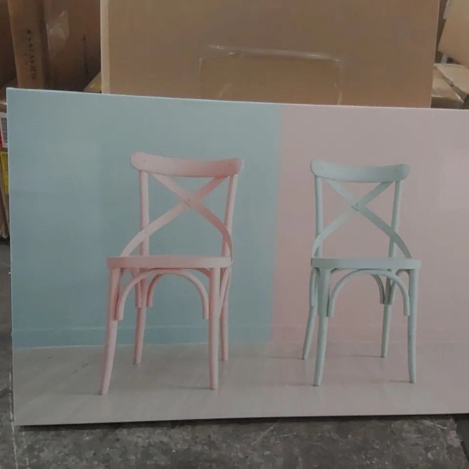 BOXED VINTAGE WOODEN CHAIR BY 9AIR WRAPPED CANVAS PRINT