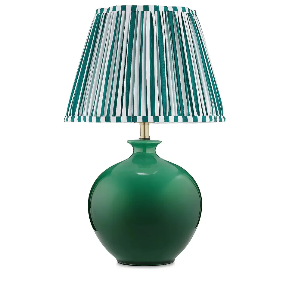BUNDLEBERRY BY AMANDA HOLDEN CERAMIC GLAZED LAMP WITH STRIPED LAMPSHADE