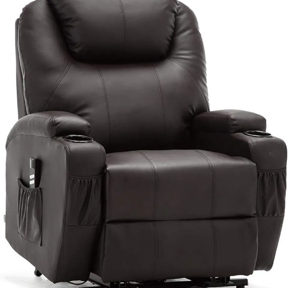 BOXED CINEMO LEATHER RECLINER CHAIR - BROWN (1 BOX)