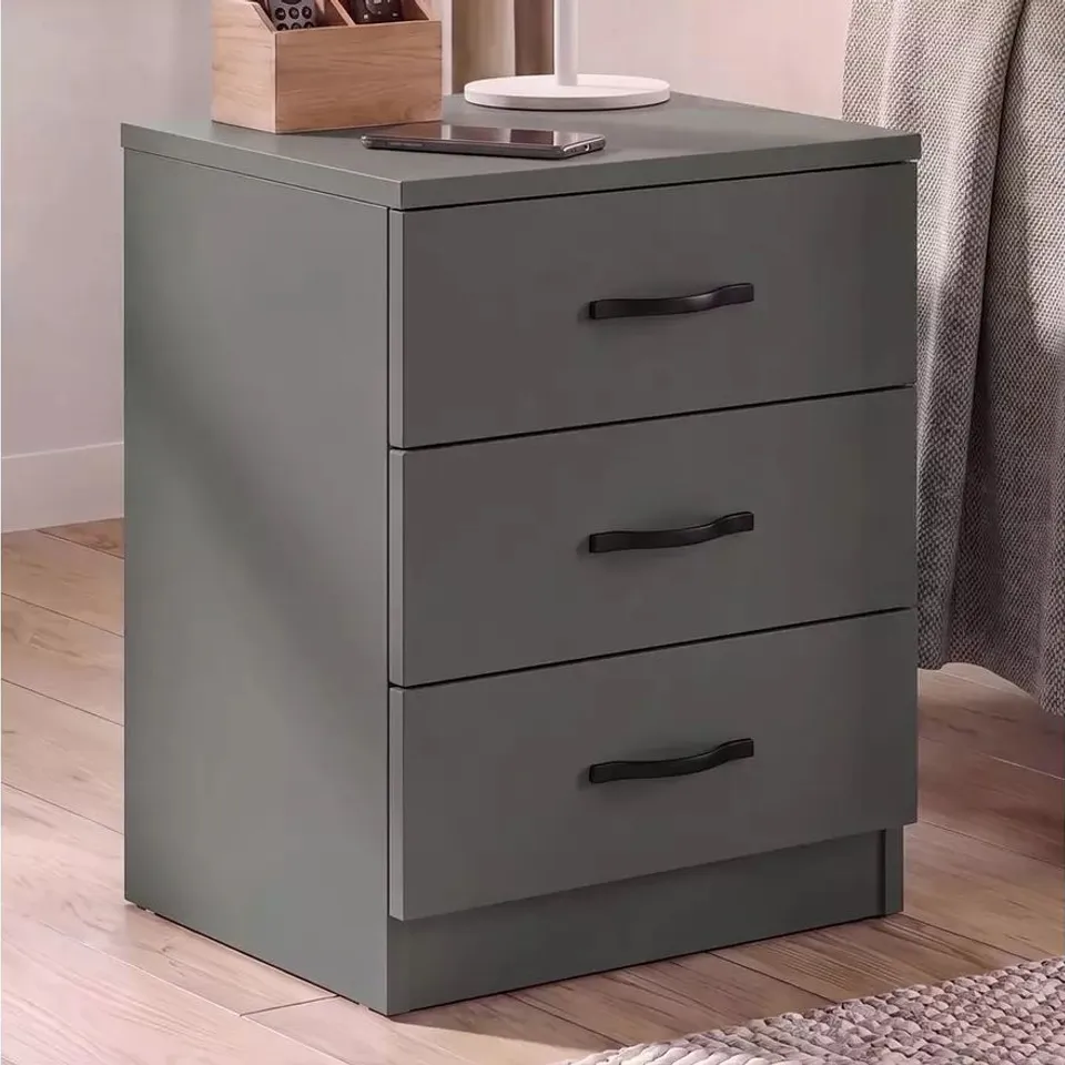 BOXED VIDA DESIGNS RIANO 3 DRAWER BEDSIDE CHEST - GREEN