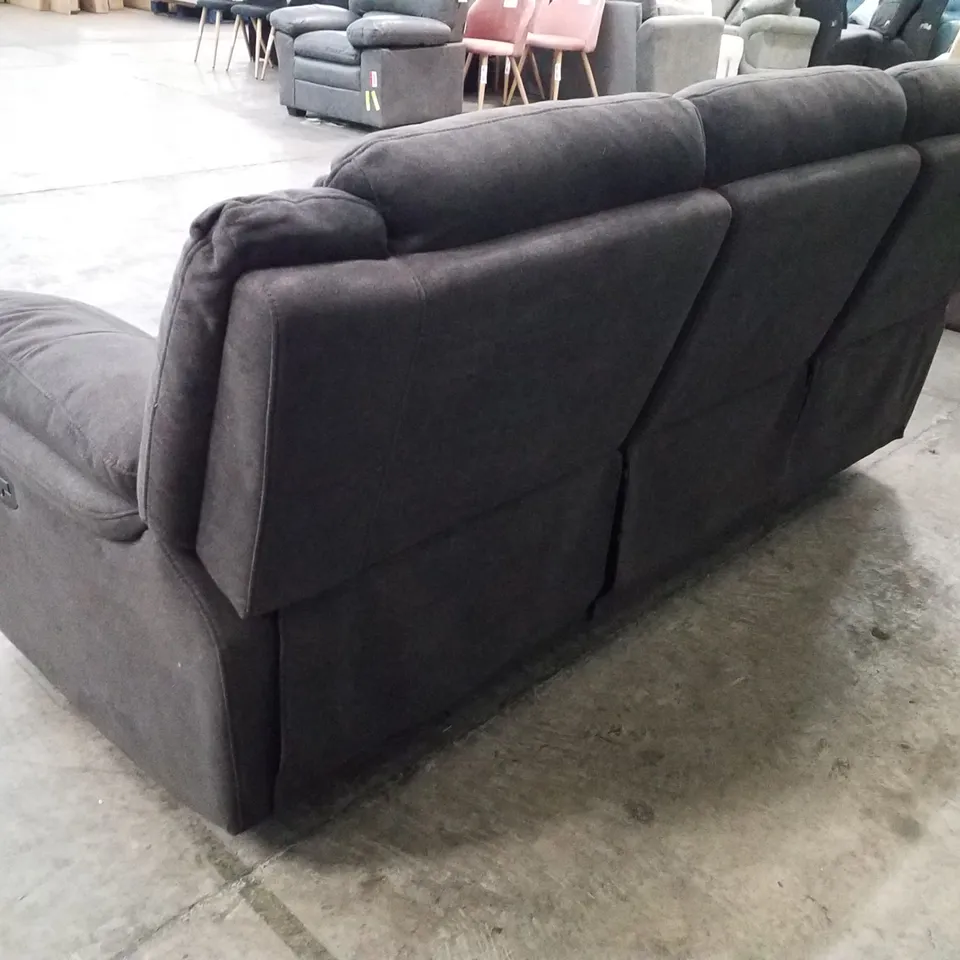 QUALITY DESIGNER 3 SEATER MANUAL RECLINER SOFA - DARK GREY FABRIC 