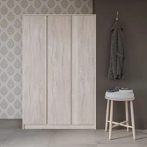 BOXED MALVERN 3 DOOR WARDROBE IN BEIGE URBAN SNOW FINISH (3 BOXES)