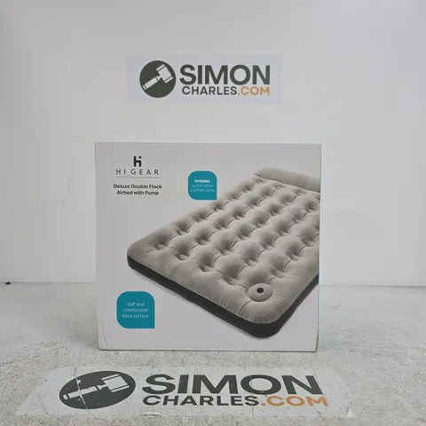 HI GEAR DELUXE DOUBLE FLOCK AIRBED WITH PUMP – BOXED