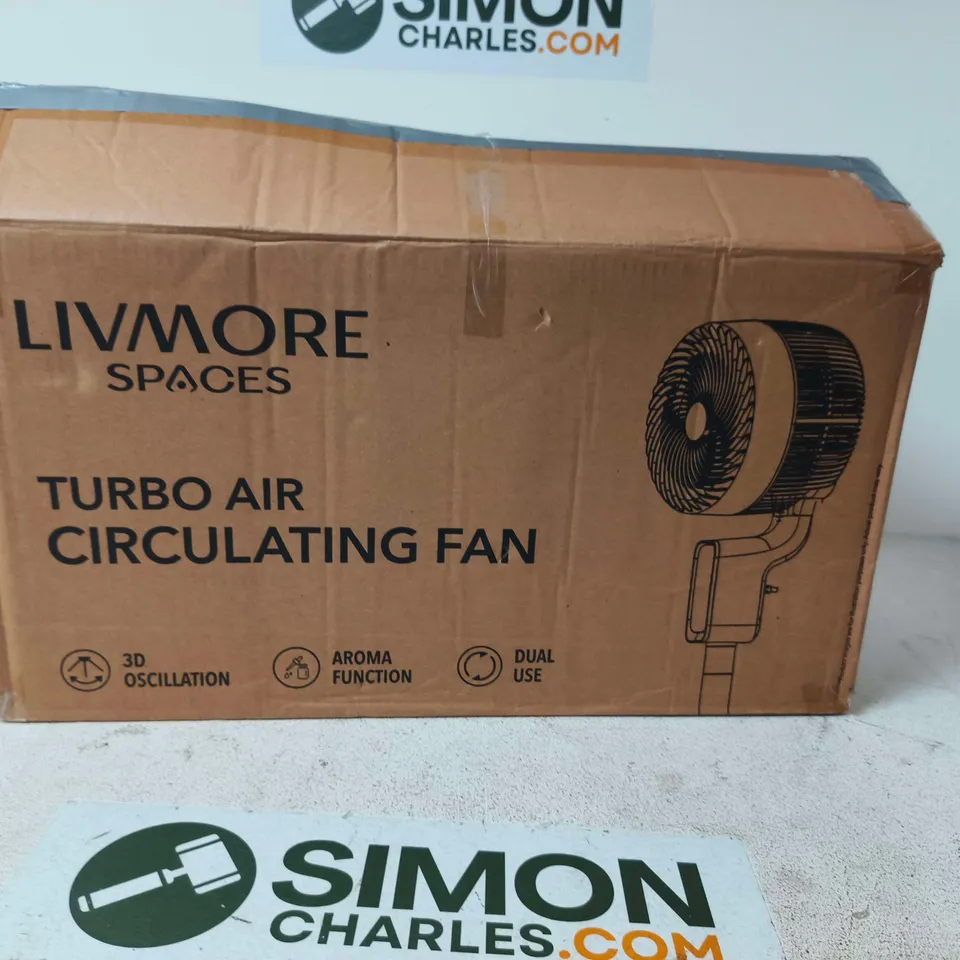 LIVMORE SPACES TURBO AIR CIRCULATING FAN – BOXED