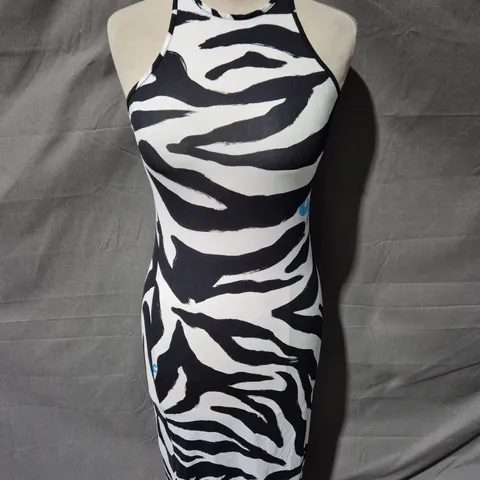OFF-WHITE ZEBRA PRINT HALTERNECK DRESS β UK 8 (EU 40)