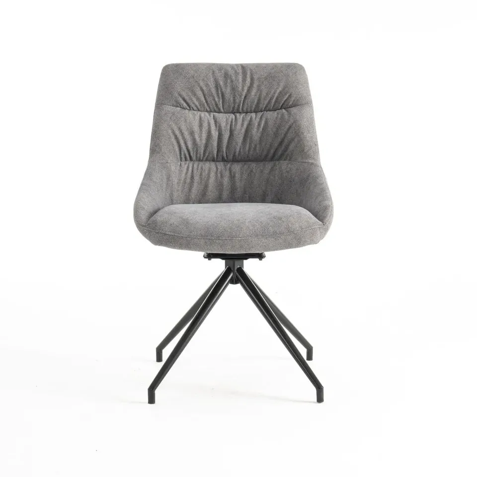 BOXED SET OF 2 DESIGNER EVA VELVET DINING CHAIRS WITHOUT ARMS - GREY (1 BOX)