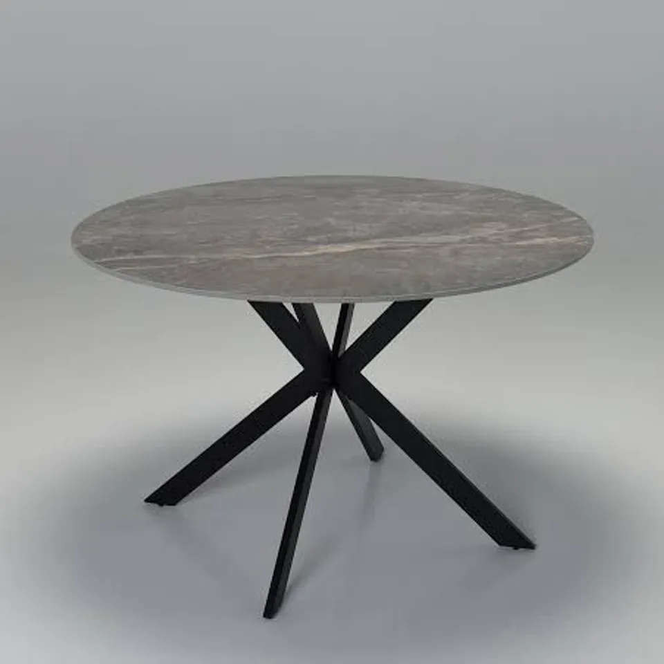 BOXED 1.2M ROUND DINING TABLE - GREY STONE (2 BOXES)