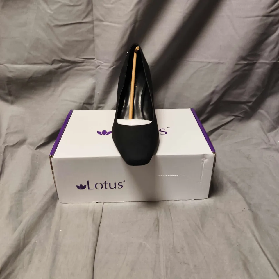 LOTUS WOMEN'S BLACK SUEDE HIGH HEEL, UK 8 – BOXED PAIR