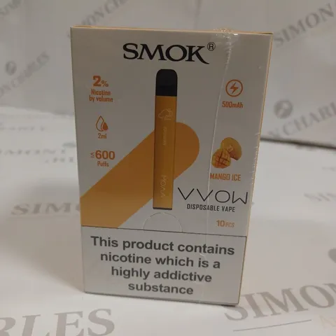 SEALED SMOK VVOW 10-PACK OF DISPOSABLE VAPES - MANGO ICE