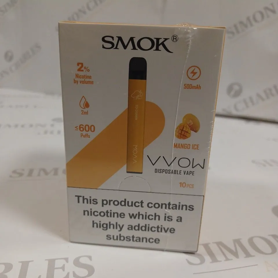 SEALED SMOK VVOW 10-PACK OF DISPOSABLE VAPES - MANGO ICE