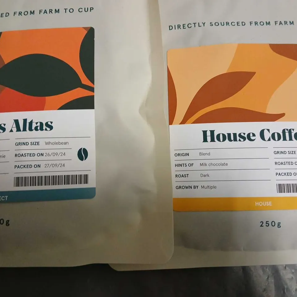 LOT OF 4 ASSORTED PACKS OF COFFEE TO INCLUDE BAM BAM AND DOONDU BEANS AND MED GROUND PACT