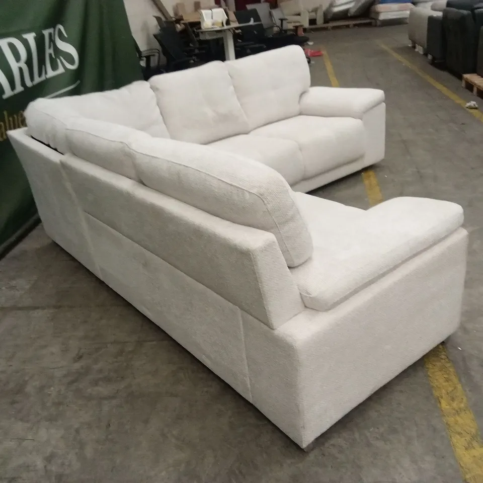KANSAS CORNER SOFA, IVORY WOVEN CHENILLE FABRIC
