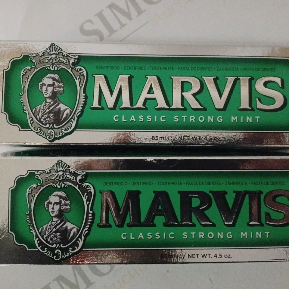 LOT OF 2 X 85ML MARVIS CLASSIC STRONG MINT TOOTHPASTE 