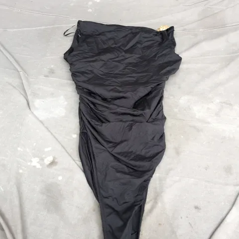 ZARA WOMEN'S BLACK DRAWSTRING-WAIST BODYSUIT - SIZE L