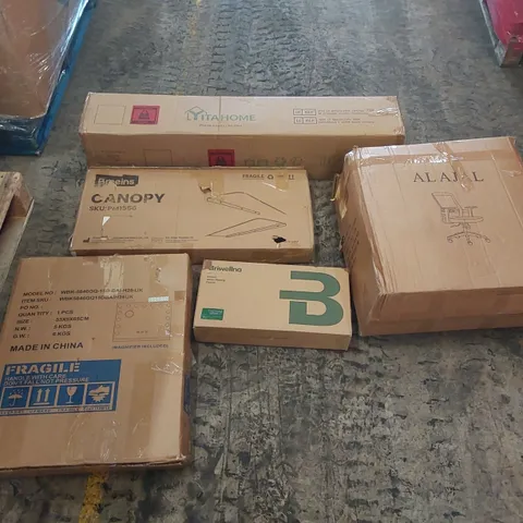 PALLET OF ASSORTED ITEMS INCLUDING: POP-UP GAZEBO, OFFICE CHAIR, LED MIRROR, CANOPY, INSTANT WATER HEATING FAUCET ECT