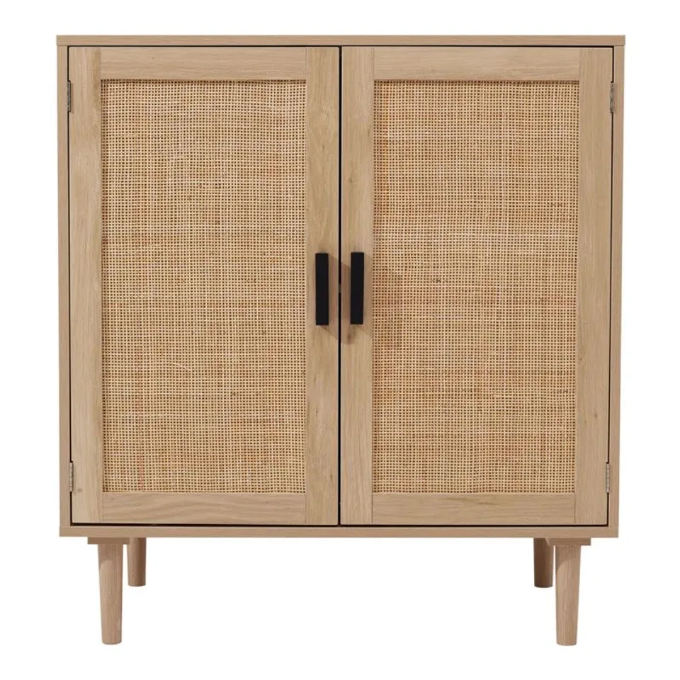 BOXED RATTAN OAK DOUBLE DOOR CABINET SIDEBOARDS (1 BOX)