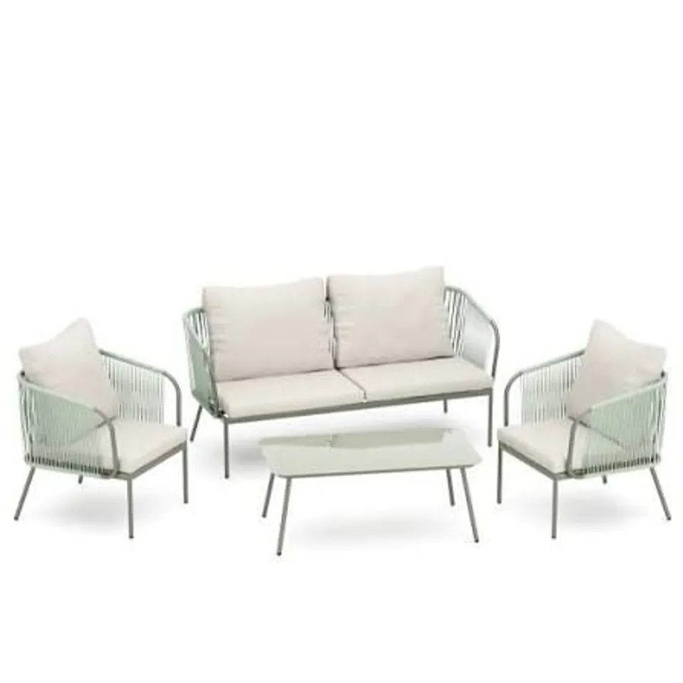 GARDEN STORIES ROPE 4 PIECE TABLE AND CHAIRS CONVERSATION SET GREY