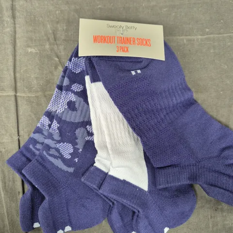 SWEATY BETTY WORKOUT TRAINER SOCKS IN INDIGO BLUE SIZE 6-8 (PACK OF 3 PAIRS)