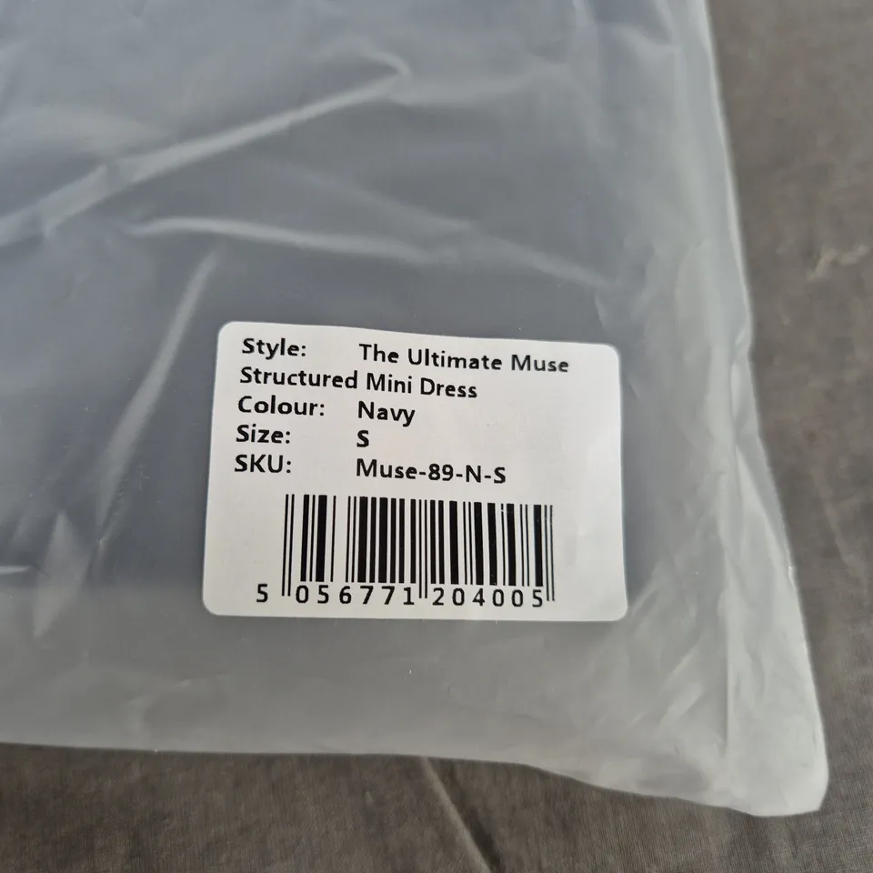 ODDMUSE LONDON THE ULTIMATE MUSE STRUCTURED MINI DRESS – NAVY, UK SIZE S