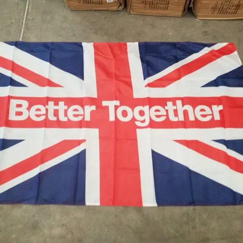 BOX CONTAINING APPROXIMATELY 100 BRAND NEW BETTER TOGETHER UNION FLAGS