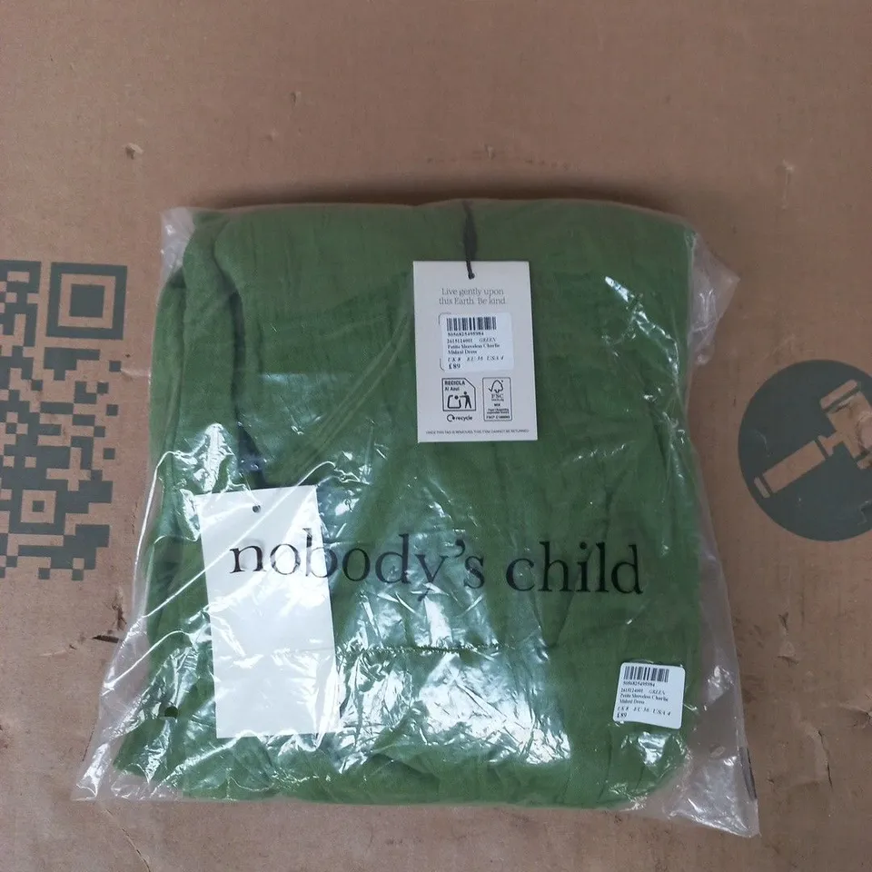 BAGGED NOBODY'S CHILD PETITE SLEEVELESS CHARLIE MIDAXI DRESS IN GREEN SIZE UK 8