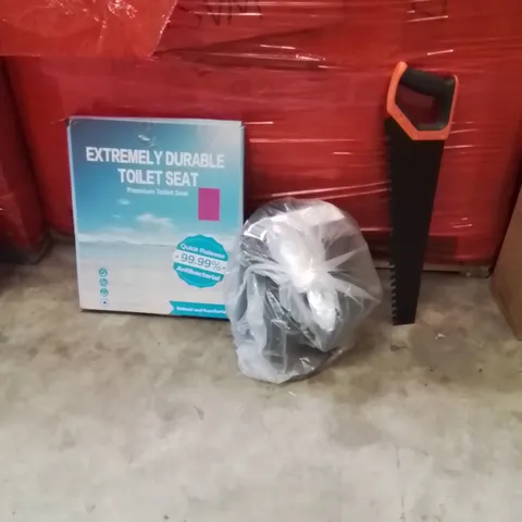 PALLET OF ASSORTED HOUSEHOLD GOODS AND PRODUCTS TO INCLUDE;TOILET SEAT,AIR FRYER,SAW