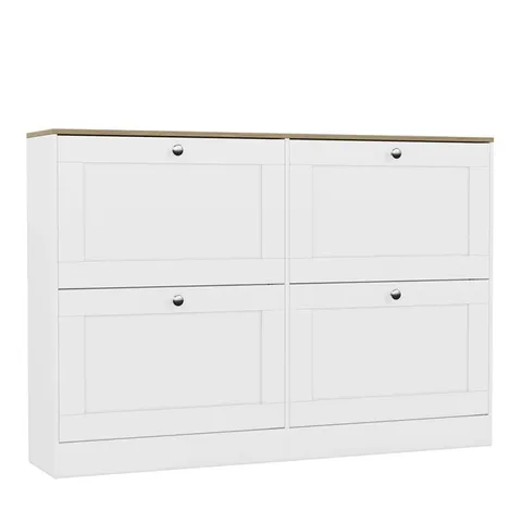 BOXED VIDA DESIGNS 4 DRAWER SHOE CABINET - WHITE & OAK
