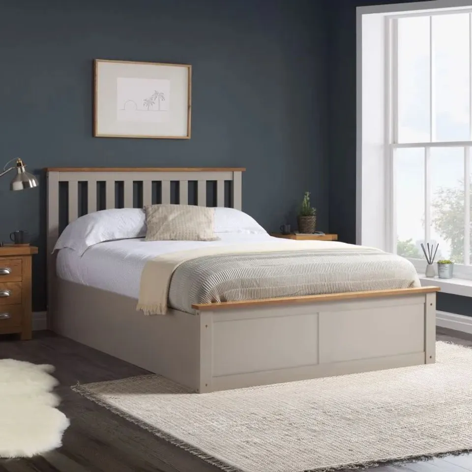 BOXED 150CM PHOENIX OTTOMAN BED PEARL GREY (2 BOXES)