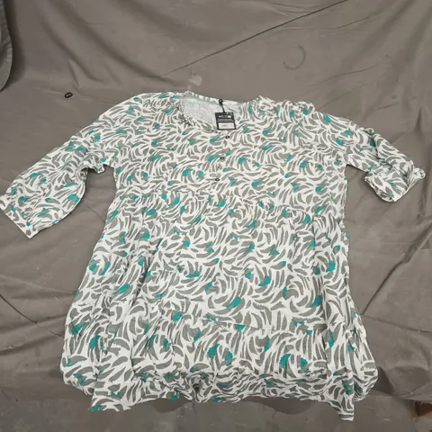 WHITE STUFF MARLE BUTTON TUNIC DRESS, GREEN PRINT, UK 20 (EU 48, US 16)