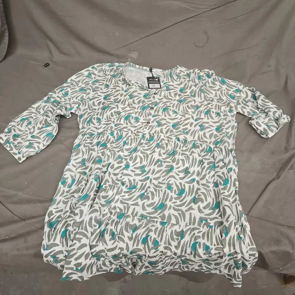 WHITE STUFF MARLE BUTTON TUNIC DRESS, GREEN PRINT, UK 20 (EU 48, US 16)
