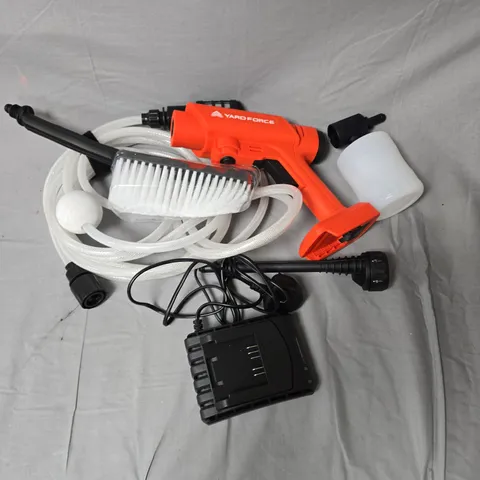 YARD FORCE 20V CORDLESS PRESSURE WASHER – ORANGE, WITH HOSE, BATTERY & CHARGER
