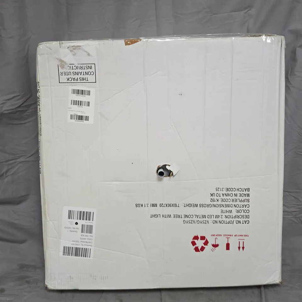 2.4M LED METAL CONE OUTDOOR CHRISTMAS TREE WITH STAR TOPPER - COLLECTION ONLY