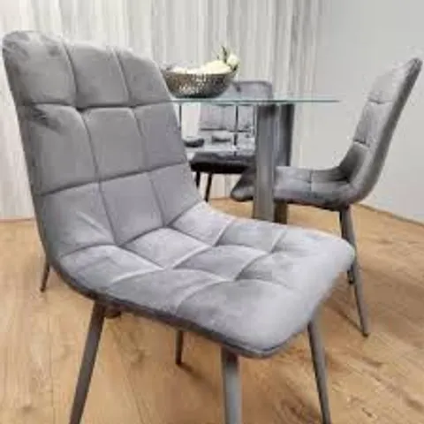 BOXED KOSY KOALA ROCCO VELVET DINING CHAIRS - GREY (1 BOX)