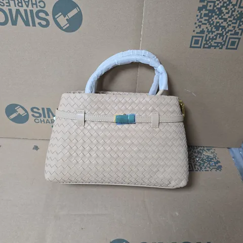 LA MAREY BEIGE WOVEN LEATHER HANDBAG - UNBOXED 