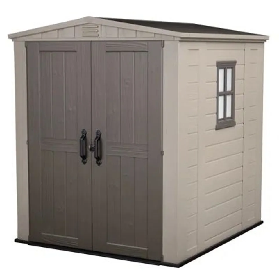 BOXED KETER FACTOR 6FT W × 6FT D APEX OUTDOOR GARDEN SHED (2 BOXES)