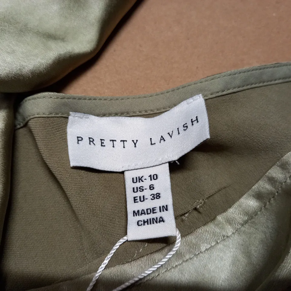 PRETTY LAVISH OLIVE BRIDESMAID DRESS - SIZE 10