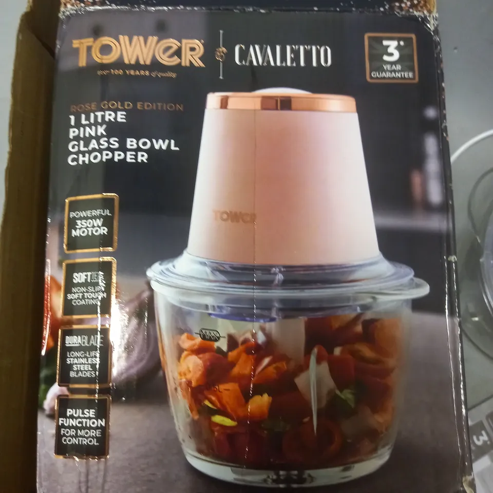 TOWER CAVALETTO 1L PINK GLASS BOWL CHOPPER