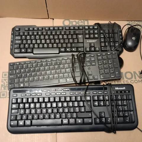 APPROXIMATELY 15 ASSORTED KEYBOARD/KEYBOARD & MOUSE SETS TO INCLUDE BRANDS SUCH AS MICROSOFT, HP, Q-CONNECT, ETC - COLLECTION ONLY