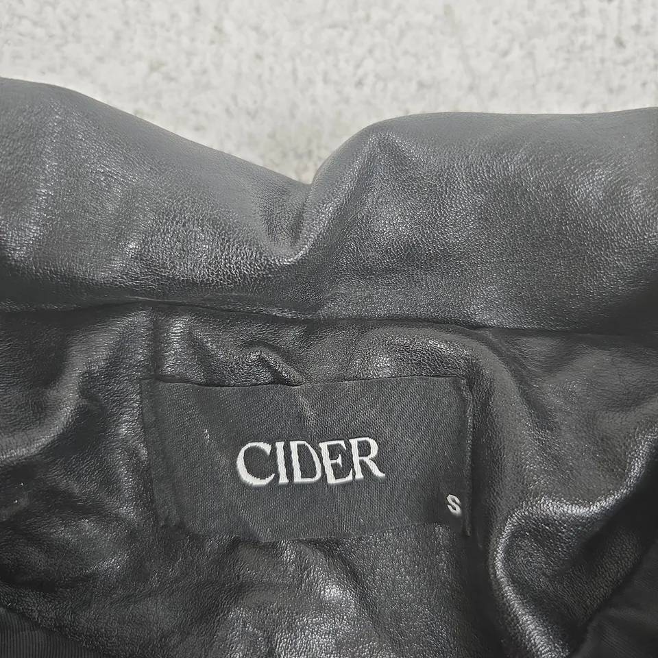 CIDER BLACK LEATHER-LOOK JACKET – SIZE S (UK)